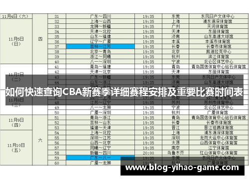如何快速查询CBA新赛季详细赛程安排及重要比赛时间表
