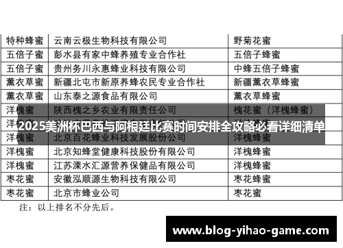 2025美洲杯巴西与阿根廷比赛时间安排全攻略必看详细清单